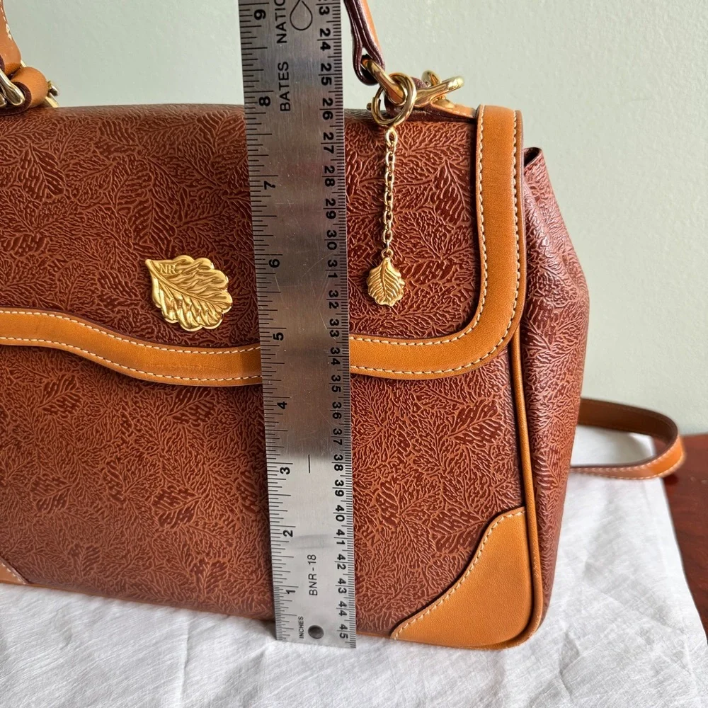 Nina Ricci Two-Tone Brown & Tan Leather Top-Handle Satchel with Shoulder Strap - Picture 10 of 12